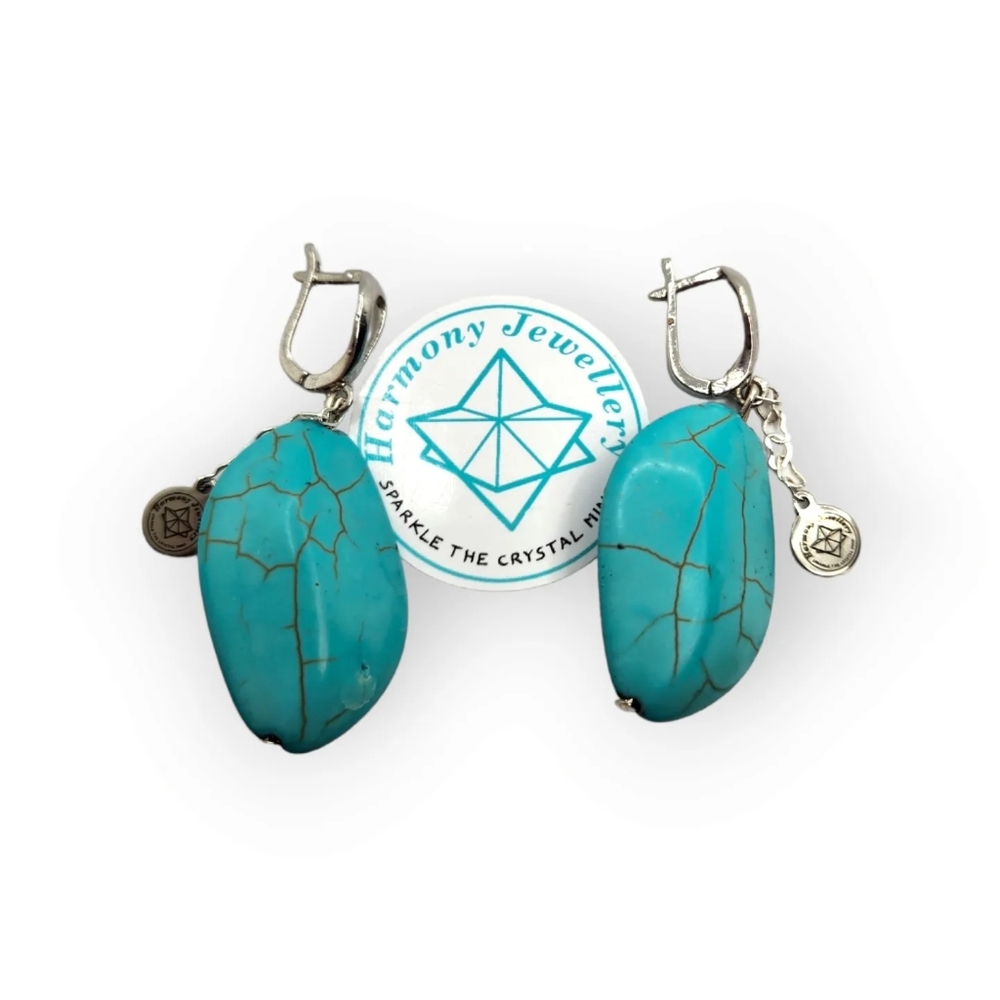 Turquoise oval Harmony Jewellery charm earrings